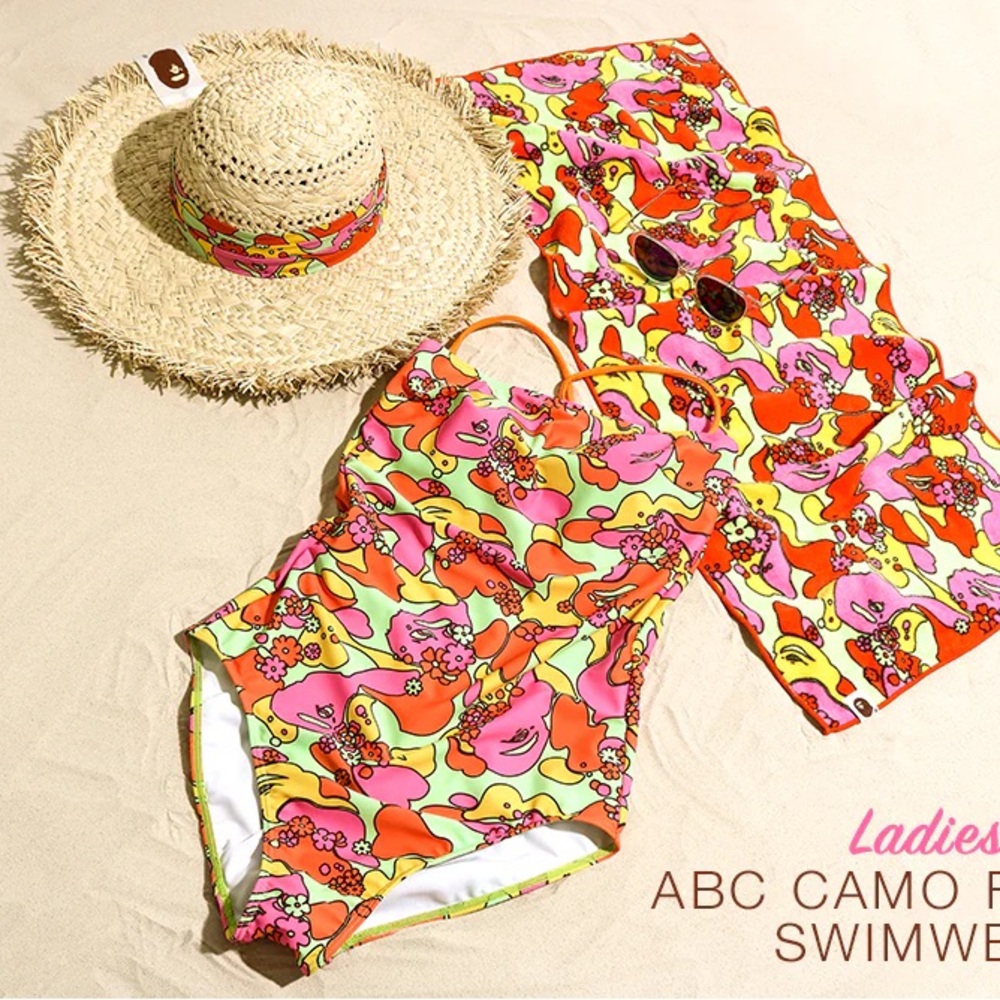 Bape A Bathing Ape Women’s ABC Flower Camo Swim One Piece Multicolor NWT
